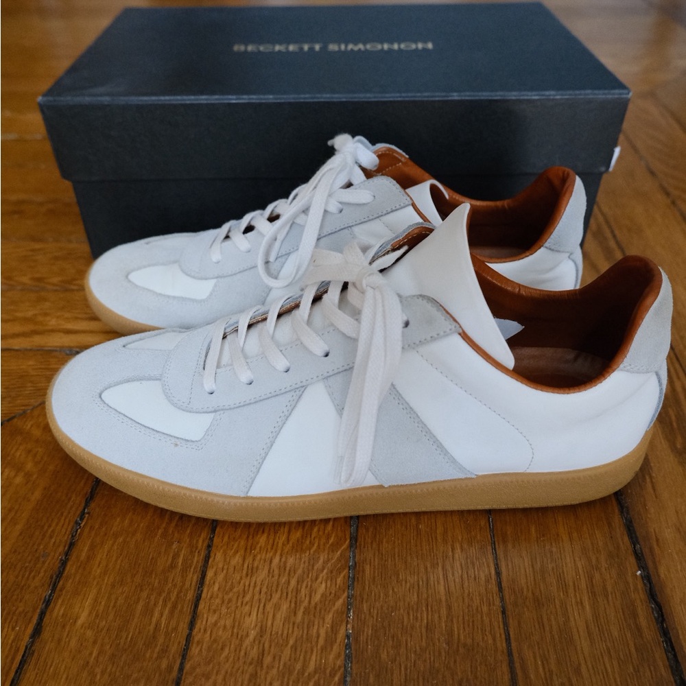 Beckett Simonon Men's White and Tan Morgen German Army Trainer GAT Sneakers 10.5